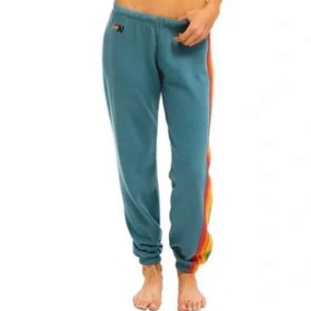 Aviator Nation 6 Stripe Blue Serape Sweatpants